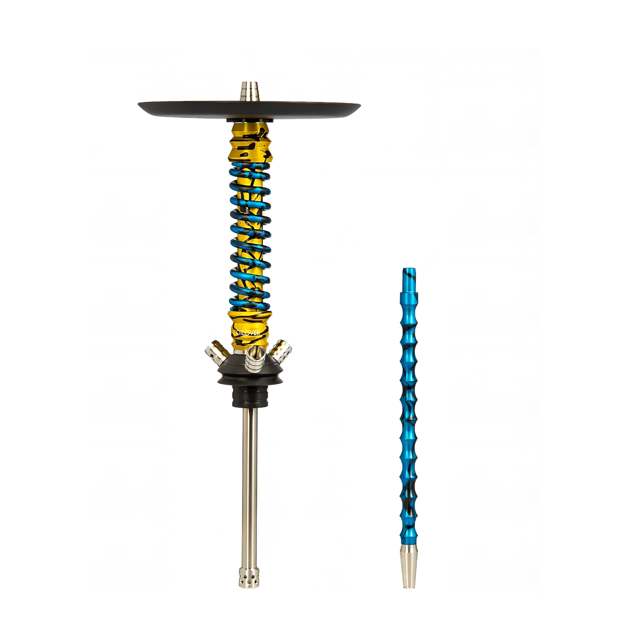 изображение товара Кальян MAMAY CUSTOMS Coilovers MINI золотой сплеш-голубой сплеш (без колбы)