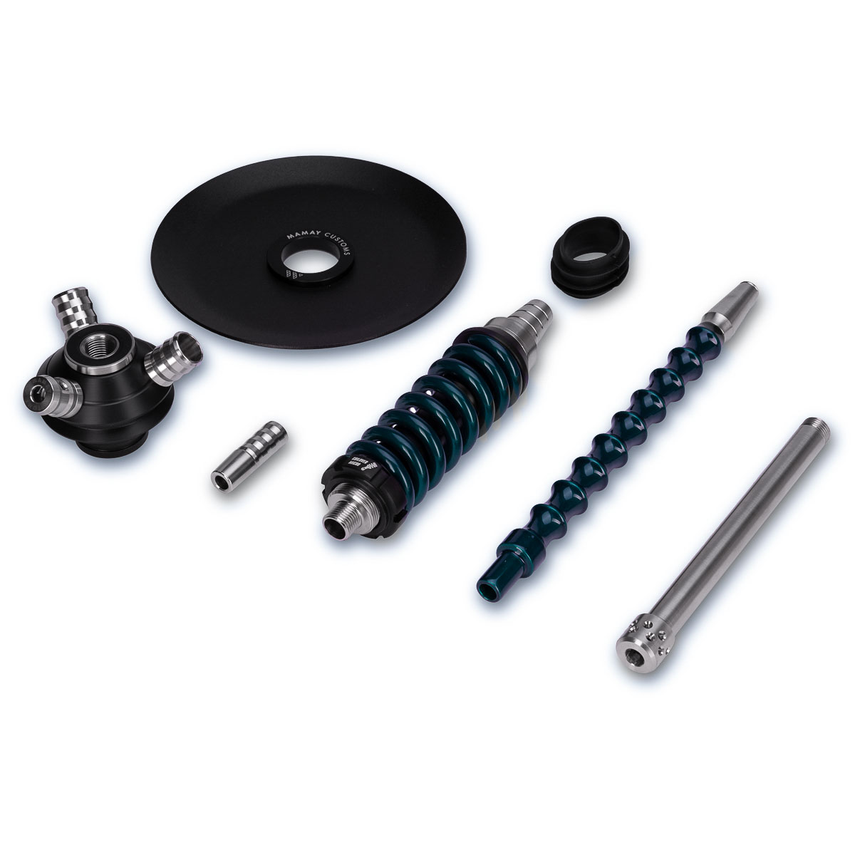 изображение товара Кальян MAMAY CUSTOMS Coilover Micro чёрно-зелёный лак (без колбы)