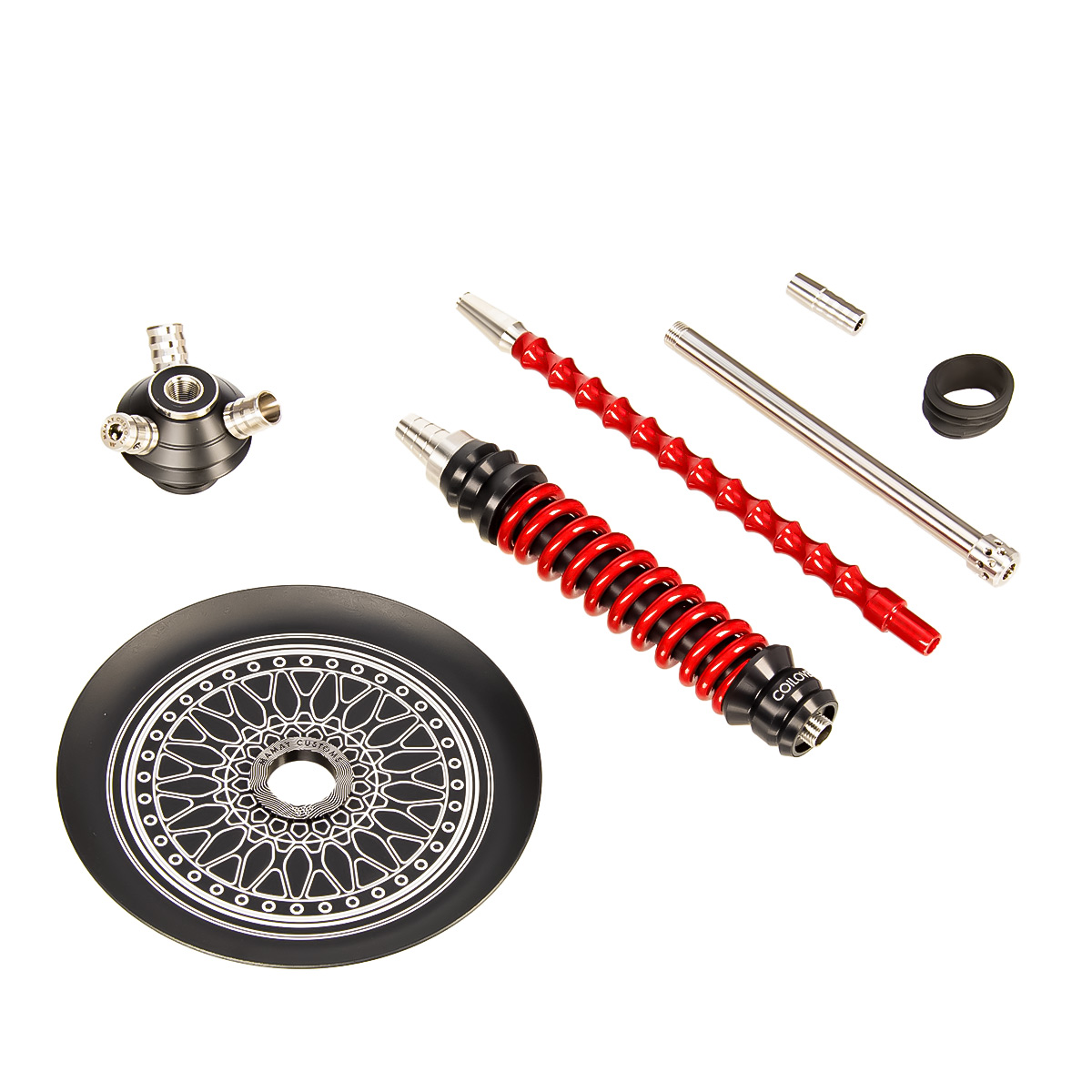 изображение товара Кальян MAMAY CUSTOMS Coilovers MINI чёрно-красный лак (без колбы) грав.BBS