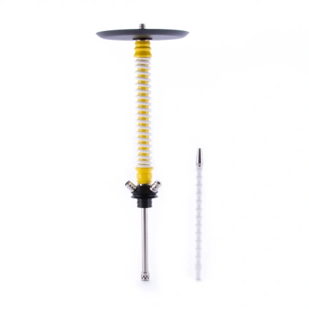 изображение товара Кальян MAMAY CUSTOMS Coilovers жёлто-белый (грав. иллюзия) (без колбы)